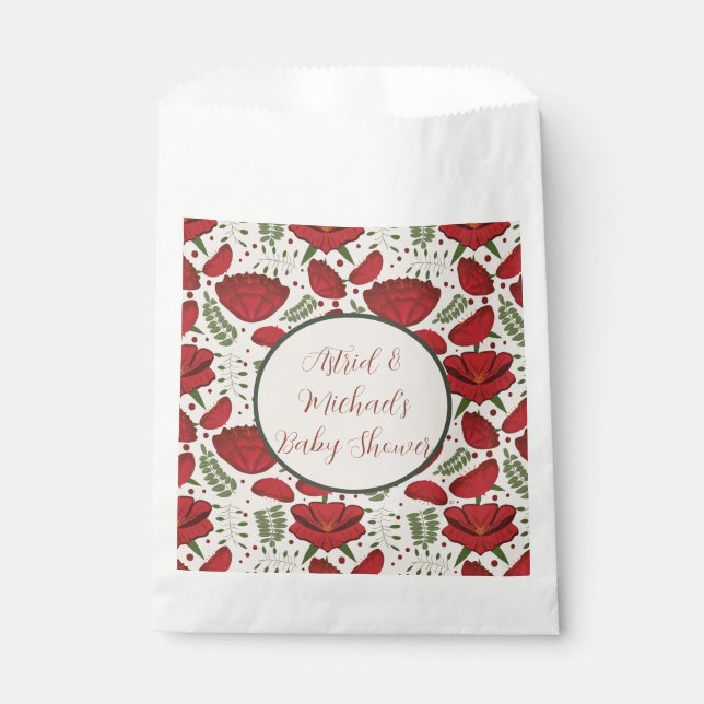 Bolsa De Papel Red Poppy Baby Shower (Anverso)