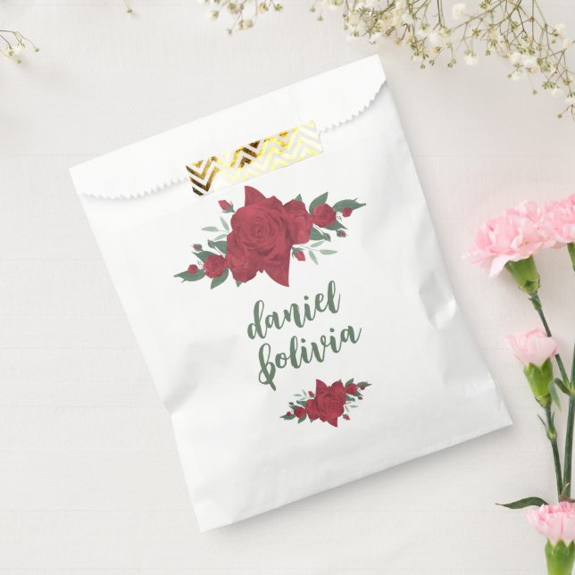 Bolsa De Papel Red Roses Boho Boda (Sellado)