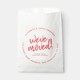 Bolsa De Papel Red Rustic Script We've Moved New Address