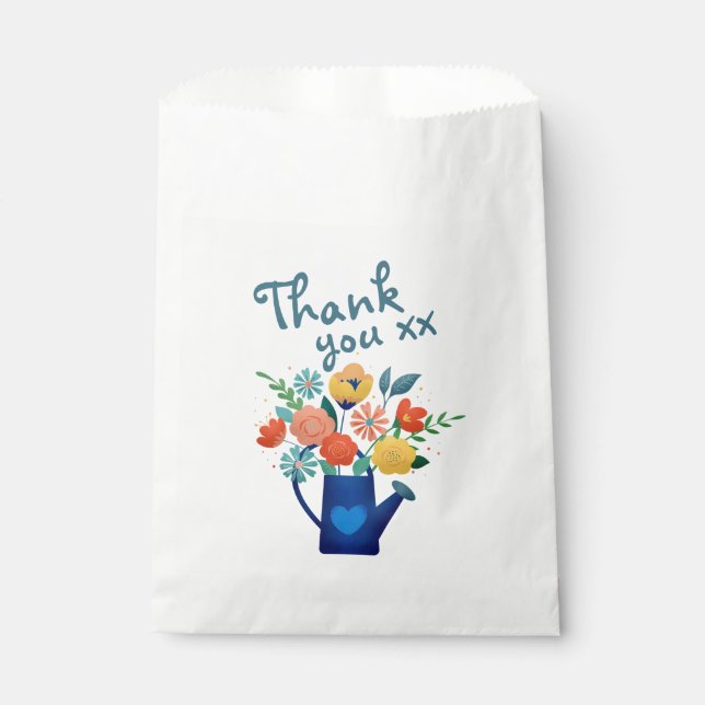 Bolsa De Papel Regadera Llena de Flores Moderna Gracias (Anverso)
