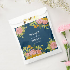 Bolsa De Papel Regalo Botánico de Boda Floral Azul Marino Oscuro