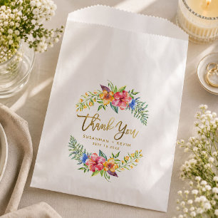 Bolsa De Papel Regalo de boda de agradecimiento de acuarela tropi