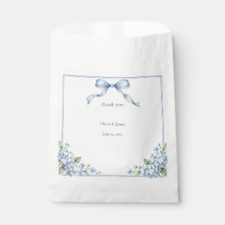 Bolsa De Papel Regalo de Boda Hortensia Azul Polvoriento Agradeci