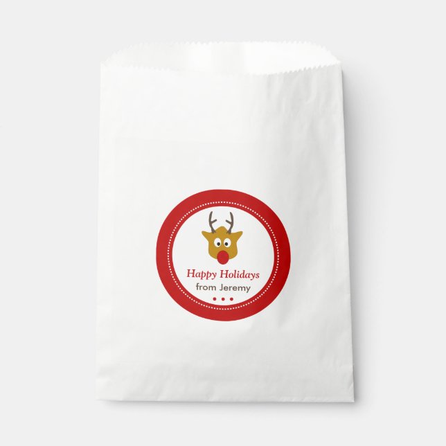Bolsa De Papel Regalo de Navidades de renos rojos (Anverso)