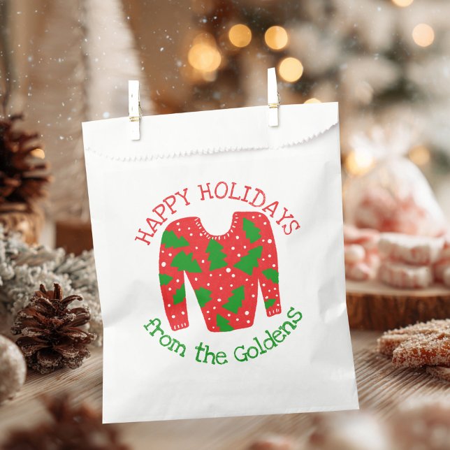 Bolsa De Papel Regalo de Navidades de vacaciones de PERSONALIZADO (Ugly Sweater CUSTOM Holiday Christmas Gift Favor Bag
)