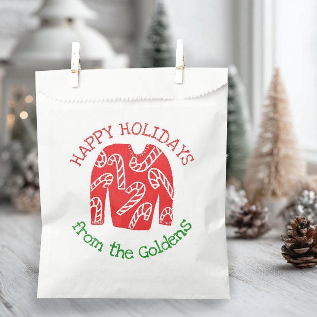 Bolsa De Papel Regalo de Navidades de vacaciones de PERSONALIZADO (Ugly Sweater CUSTOM Holiday Christmas Gift Favor Bag
)