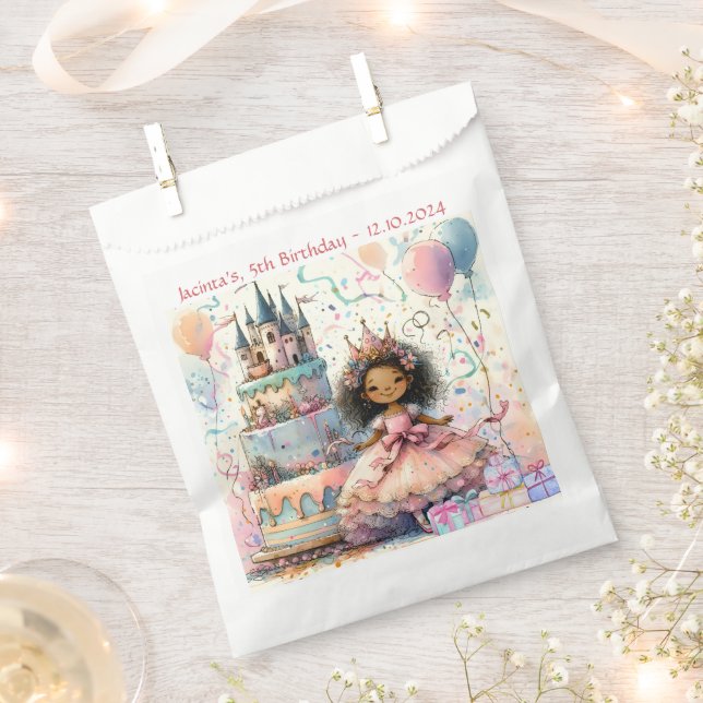 Bolsa De Papel Regalo de tarta del castillo de la princesa afroam (Cortado)