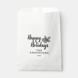 Bolsa De Papel Regalo familiar Rústico Pine Cone Happy Holidays
