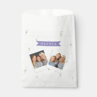 Bolsa De Papel Regalo Personalizado de Nombre Floral con Cuadros