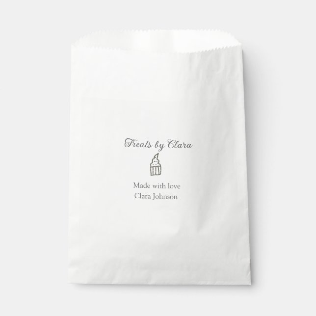 Bolsa De Papel regalos de brillo de plata panadería hecha con amo (Anverso)