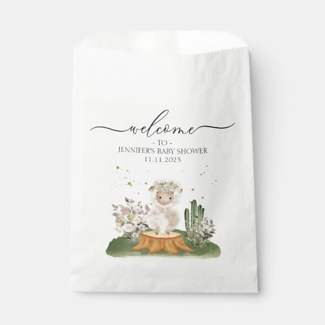 Bolsa De Papel Regalos de Shower de Bienvenida para Bebé Oveja de (Anverso)