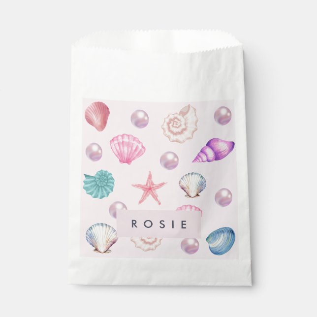 Bolsa De Papel Regalos personalizados con monograma de conchas ma (Anverso)