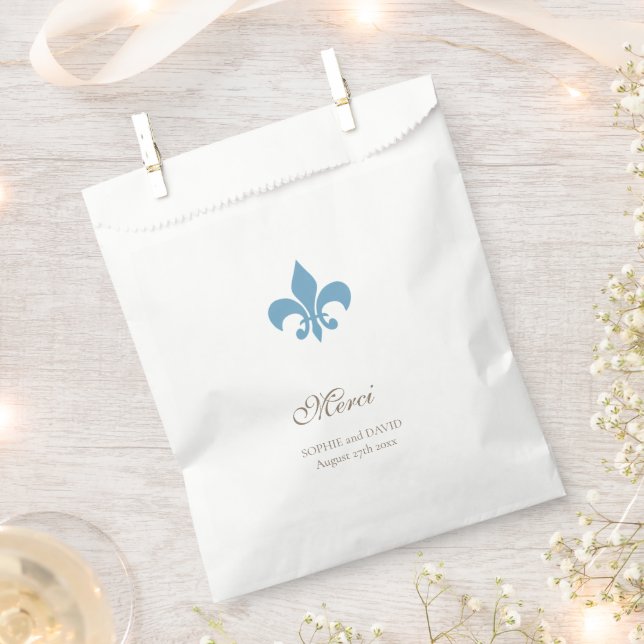 Bolsa De Papel Regency French Blue Fleur de Lis Boda MGracias (Cortado)