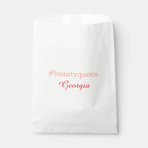 Bolsa De Papel Reina de la belleza etiqueta rojo claro agregar no