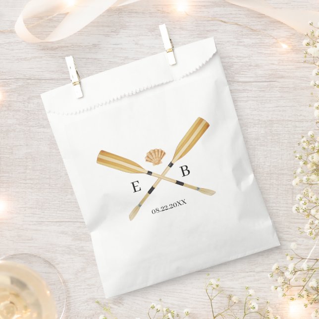 Bolsa De Papel Remos de boda de acuarela de playa (Cortado)