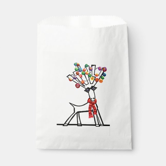 Bolsa De Papel Renos, Navidades baubles, pañuelo rojo y nieve (Anverso)