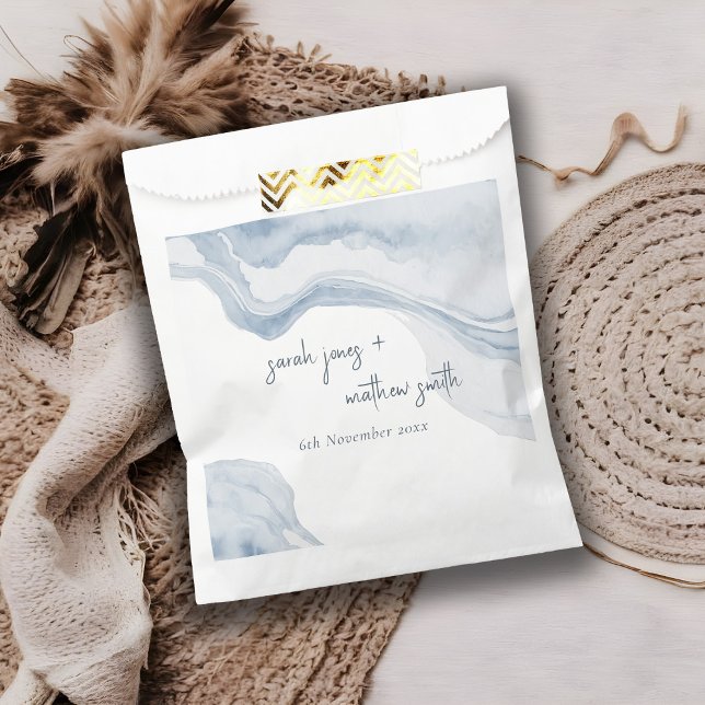 Bolsa De Papel Resumen Boda de acuarela de Blue Coastal Beach (Subido por el creador)