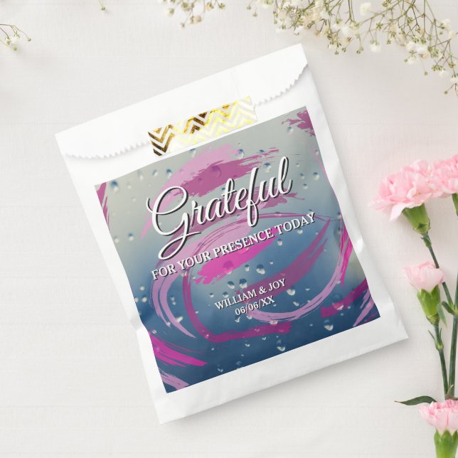 Bolsa De Papel Resumen de Fuchsia y Pincel Rosado agradecido (Sellado)