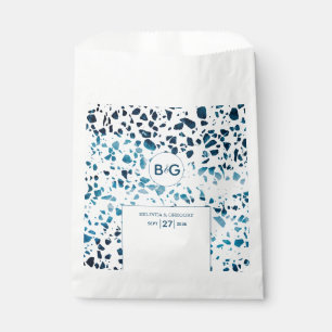 Bolsa De Papel Resumen moderno Terrazzo Mosaic Boda azul