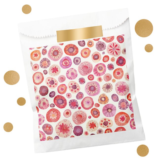 Bolsa De Papel Resumen Rosa floral (Modern abstract floral spots pink favor bag)