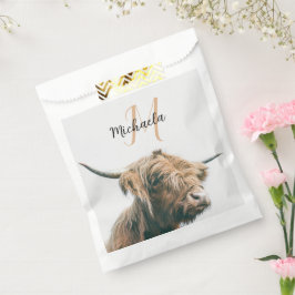 Bolsa De Papel Retrato de vaca de Highland nombre personalizado m