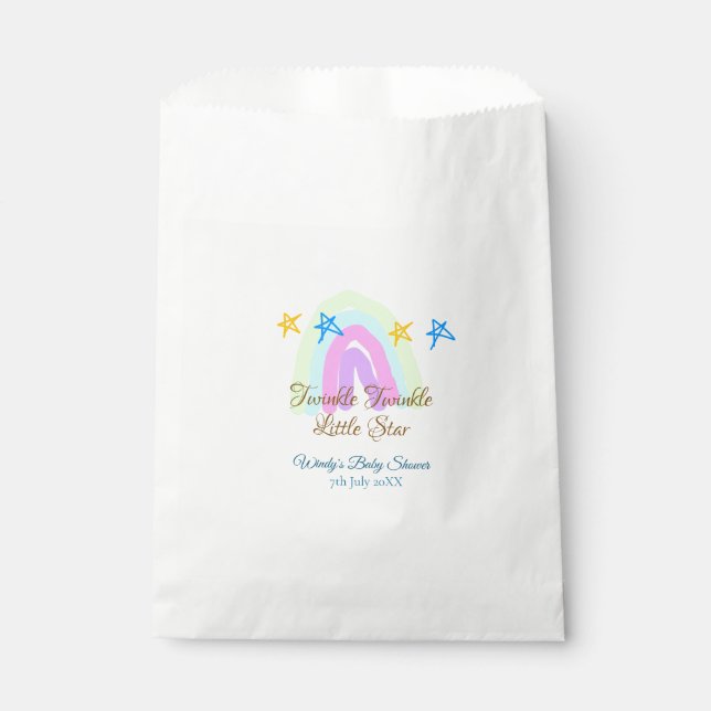 Bolsa De Papel Retro arco iris twinkle pequeño estrellas bebé sh (Anverso)