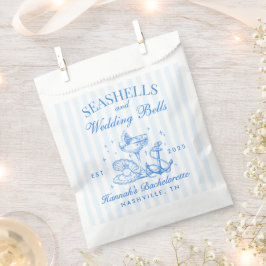 Bolsa De Papel Retro Azules Conchas Marinas & Campanas de Boda De