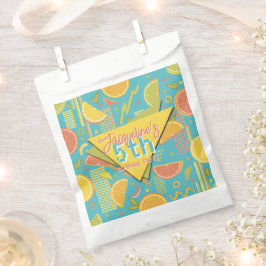 Bolsa De Papel Retro Blue Summer Citrus Fruit Birthday