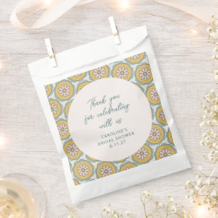 Bolsa De Papel Retro Boho Floral Amarillo Personalizado Ducha Gra