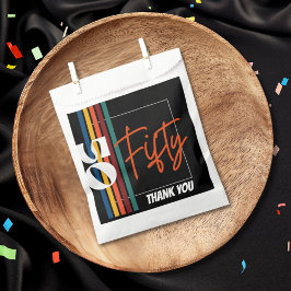 Bolsa De Papel Retro Colorful Striped Fifty Birthday Party Chic