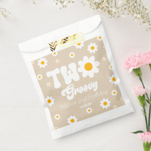 Bolsa De Papel Retro Daisy Flower Two Groovy 2º Fiesta de cumplea