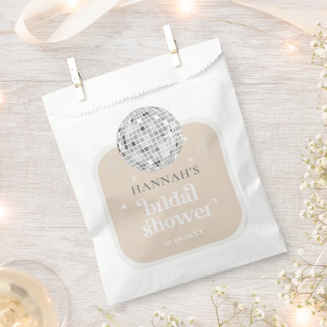 Bolsa De Papel Retro Disco Ball Bridal Shower (Cortado)