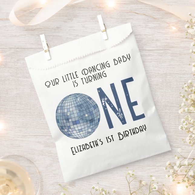 Bolsa De Papel Retro Disco Ball First Birthday Party (Cortado)