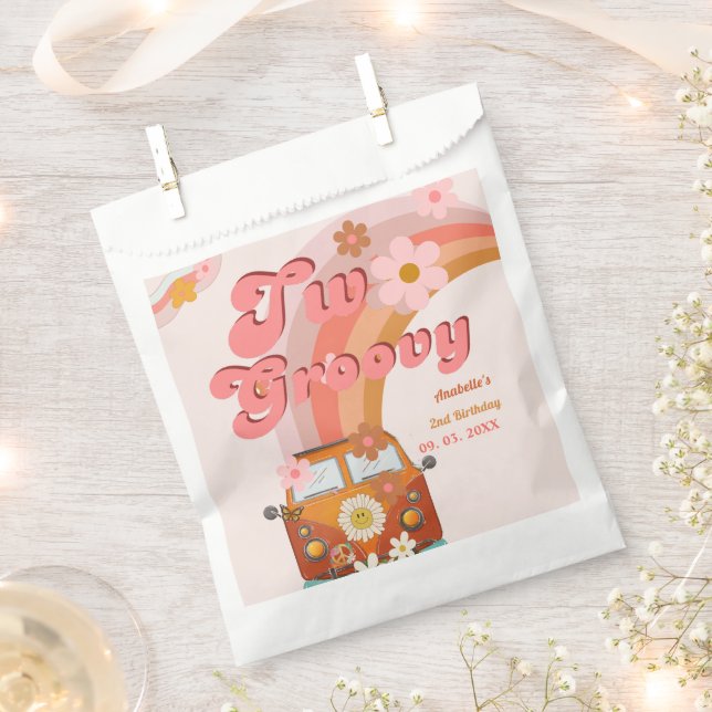 Bolsa De Papel Retro dos Groovy Daisy Flower Birday Party (Cortado)