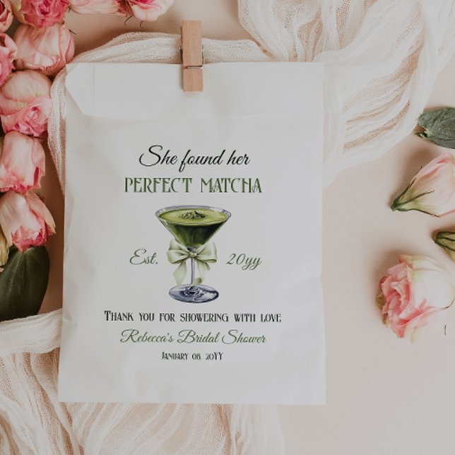 Bolsa De Papel Retro Encontró Su Ducha Matcha Bridal Perfecta (Subido por el creador)