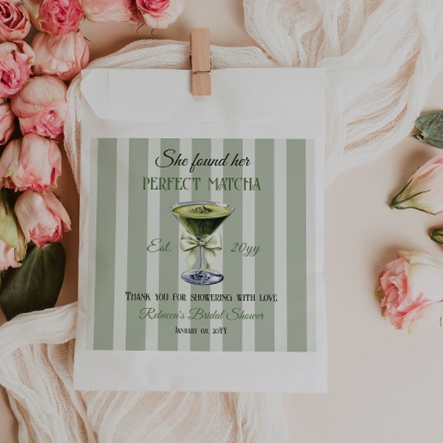 Bolsa De Papel Retro Encontró Su Ducha Matcha Bridal Perfecta (Subido por el creador)
