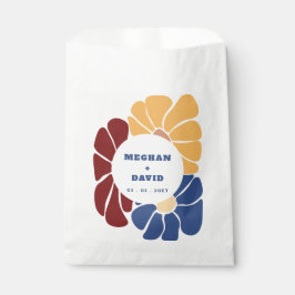 Bolsa De Papel Retro Groovy Boho Moda Boda Floral