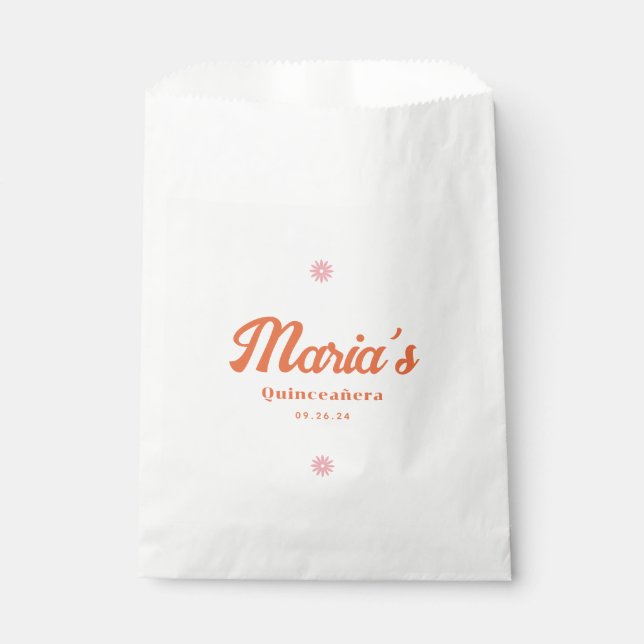 Bolsa De Papel Retro Groovy Daisy Quinceanera (Anverso)