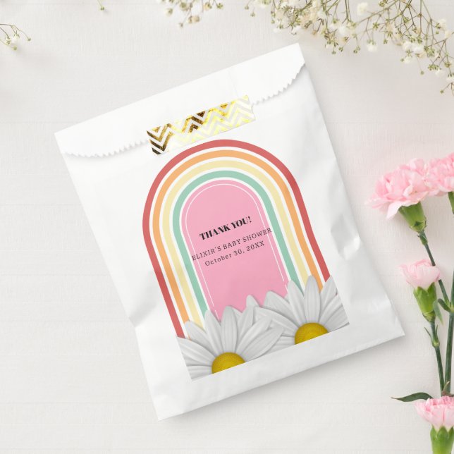 Bolsa De Papel Retro Half Daisy Baby Shower (Sellado)