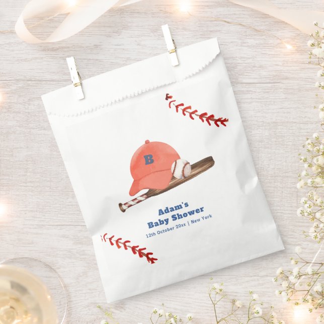 Bolsa De Papel Retro LIttle Slugger Baseball Boy Baby Shower  (Cortado)