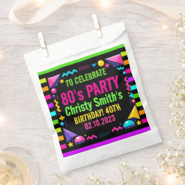 Bolsa De Papel Retro Neon 80s Birthday Party