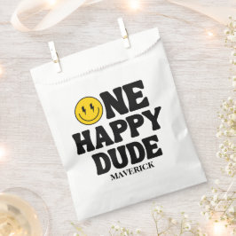 Bolsa De Papel Retro One Happy Dude Smile Face Boy 1st Birthday