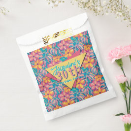 Bolsa De Papel Retro Pink and Yellow Floral Birthday