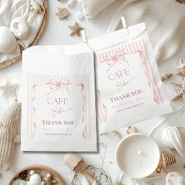 Bolsa De Papel Retro Pink Bow Cafe Bebe Girl Coffee Baby Shower