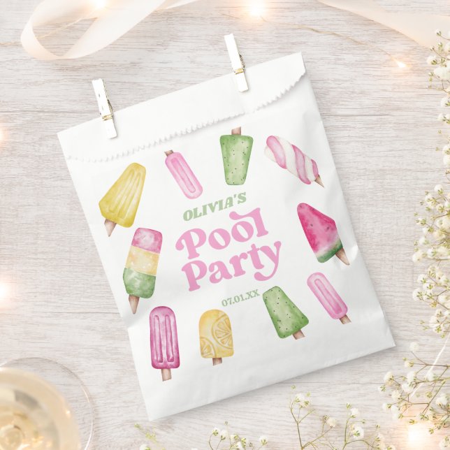 Bolsa De Papel Retro Popsicle Birthday Pool Fiesta (Cortado)
