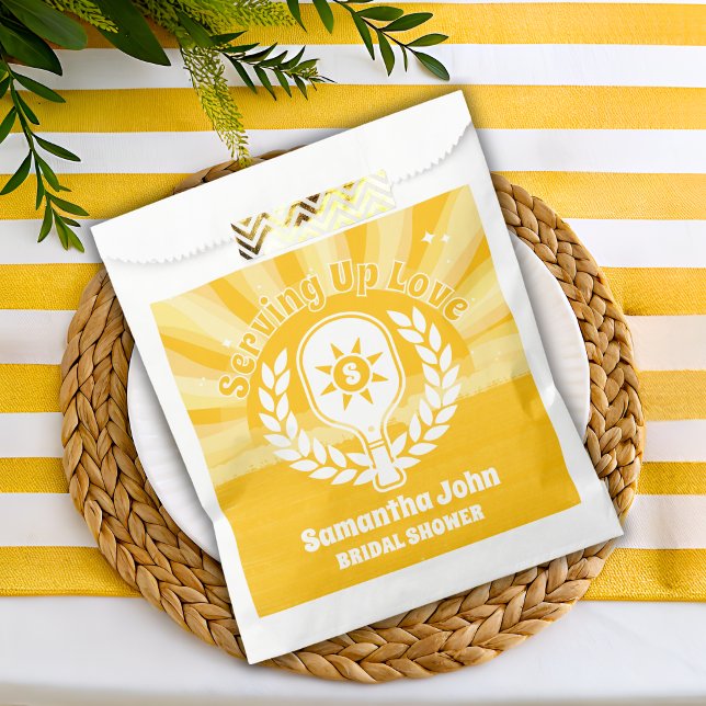 Bolsa De Papel Retro Sunshine Pickleball Brillante Ducha (Favor Bag
 )
