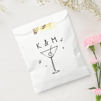 Bolsa De Papel Retro Whimsical Martini Hand Drawn Custom Initials