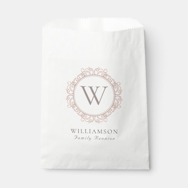 Bolsa De Papel Reunión Elegante Personalizada de la Familia Monog (Anverso)