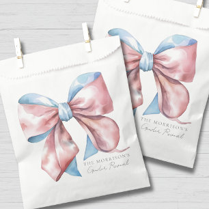 Bolsa De Papel Revelación de género con lazo rosa y azul