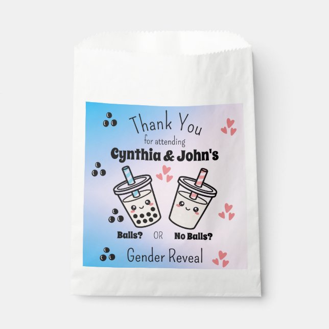 Bolsa De Papel Revelación de género de burbujas de té Boba con o  (Anverso)